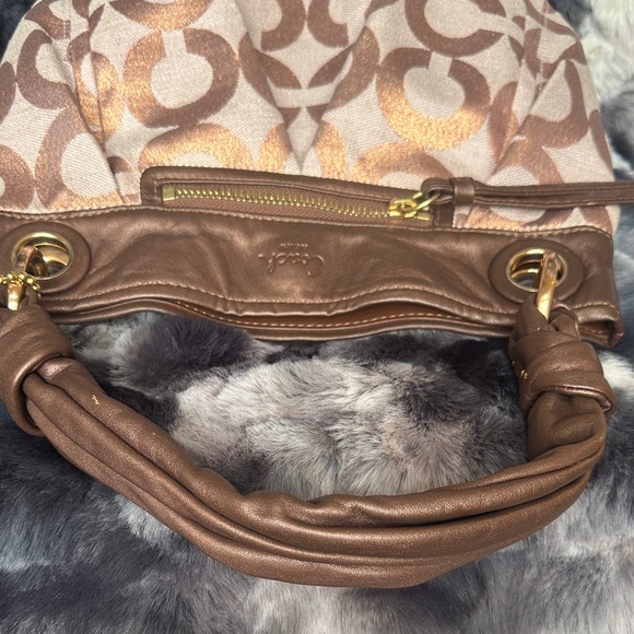 Coach 13511 Signature Rose Gold Op Art Jacquard Fabric Purse - Picture 10 of 13